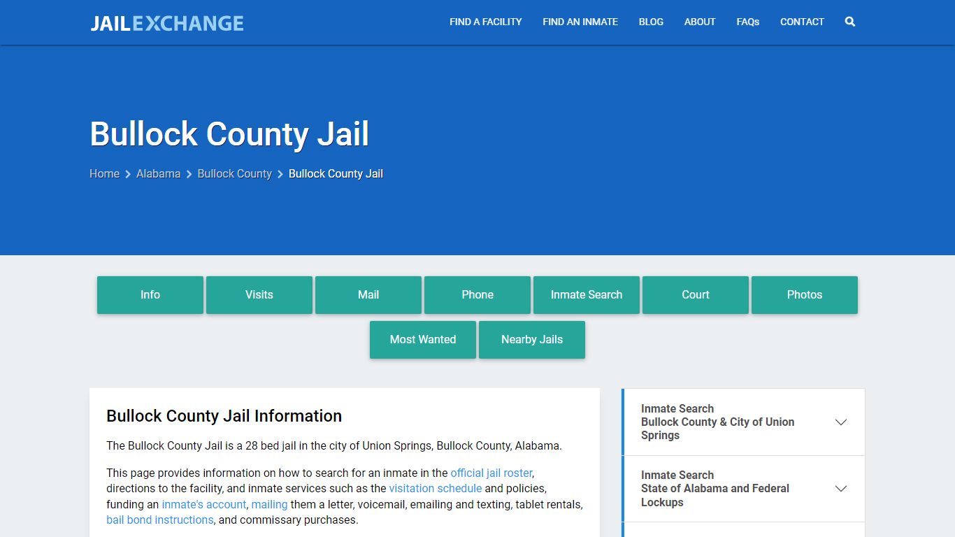 Bullock County Jail, AL Inmate Search, Information